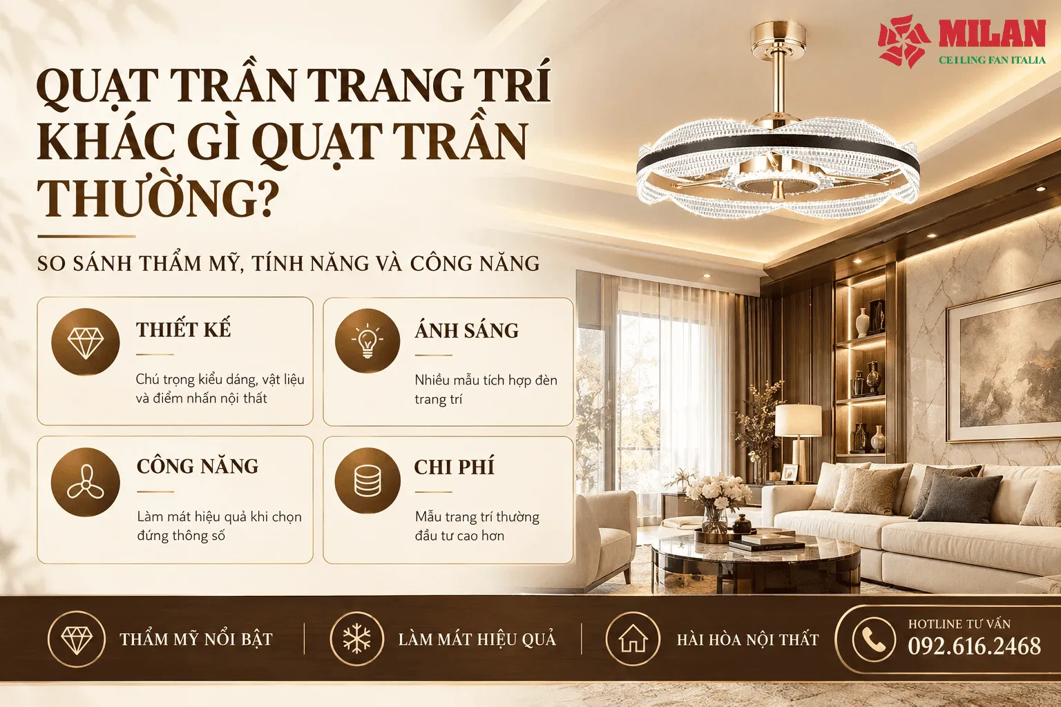 quạt trần trang trí và quạt thường